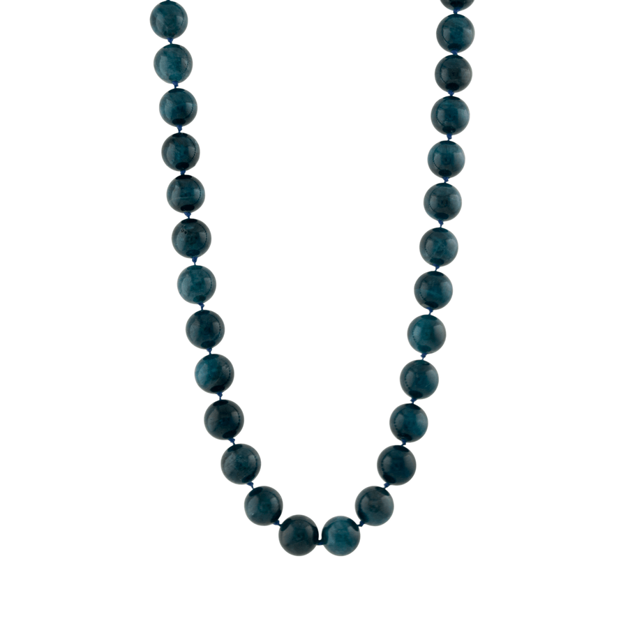 14k Gold Clasp x Dark Blue Cat's Eye Kyanite Beaded Necklace - Kingdom Jewelry