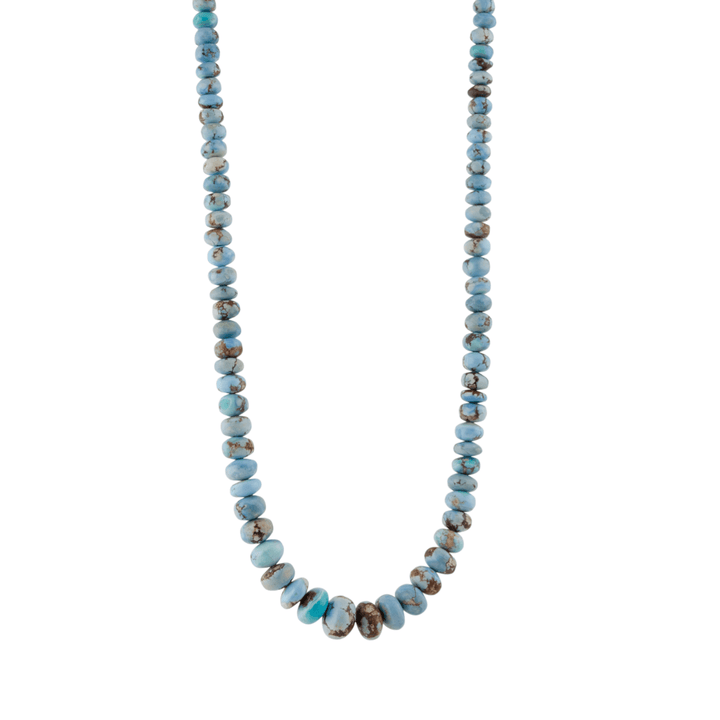 14k Gold Clasp x Graduated Kazakhstani Lavender Golden Hills Turquoise Beaded Rondelle Necklace - Kingdom Jewelry
