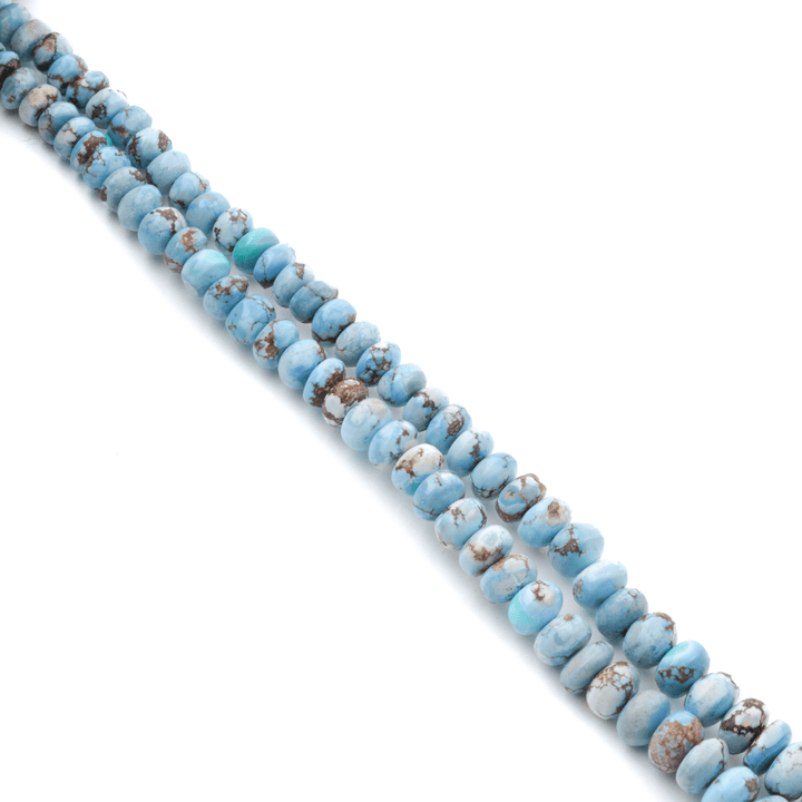 14k Gold Clasp x Graduated Kazakhstani Lavender Golden Hills Turquoise Beaded Rondelle Necklace - Kingdom Jewelry