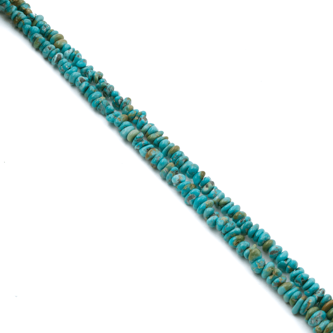 14k Gold Clasp x Natural Lone Mountain Turquoise Strand Necklace - Kingdom Jewelry