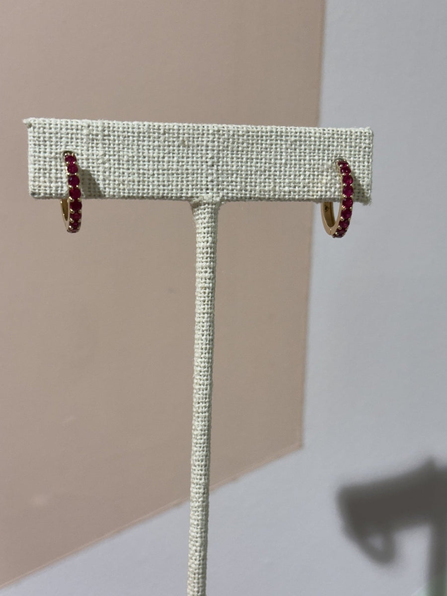 14K Gold Ruby Huggies - Kingdom Jewelry