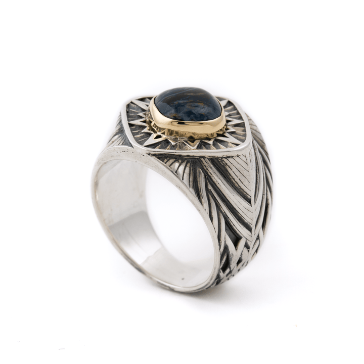 14k Gold & Silver x Petersite "Diamond Sun" Signet - Kingdom Jewelry