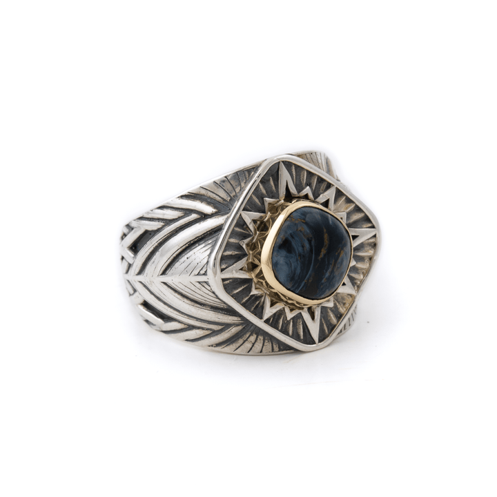 14k Gold & Silver x Petersite "Diamond Sun" Signet - Kingdom Jewelry