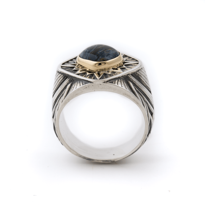 14k Gold & Silver x Petersite "Diamond Sun" Signet - Kingdom Jewelry