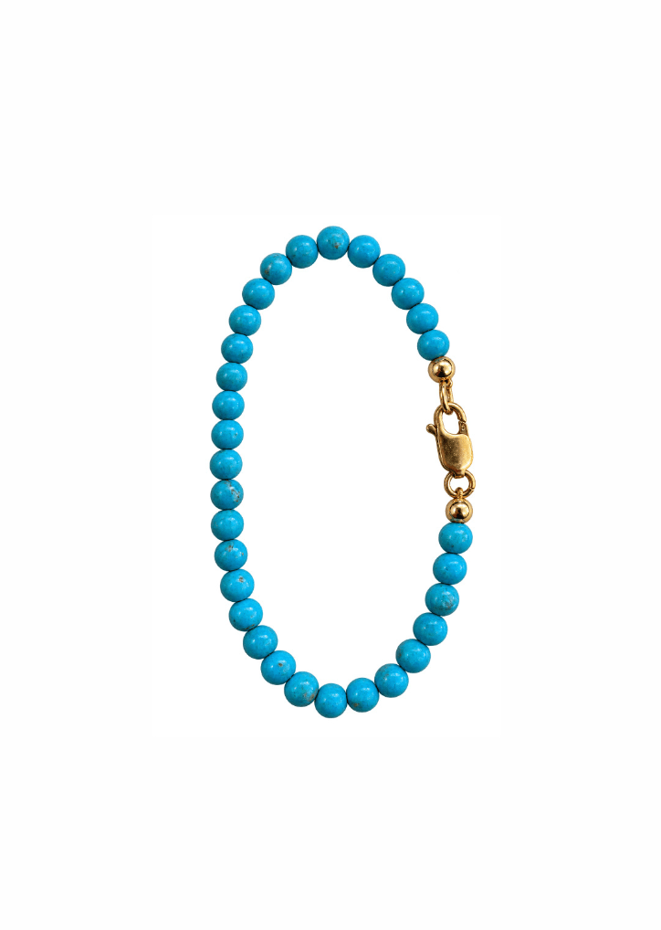 14K Gold Sleeping Beauty Turquoise Bead Bracelet - Kingdom Jewelry
