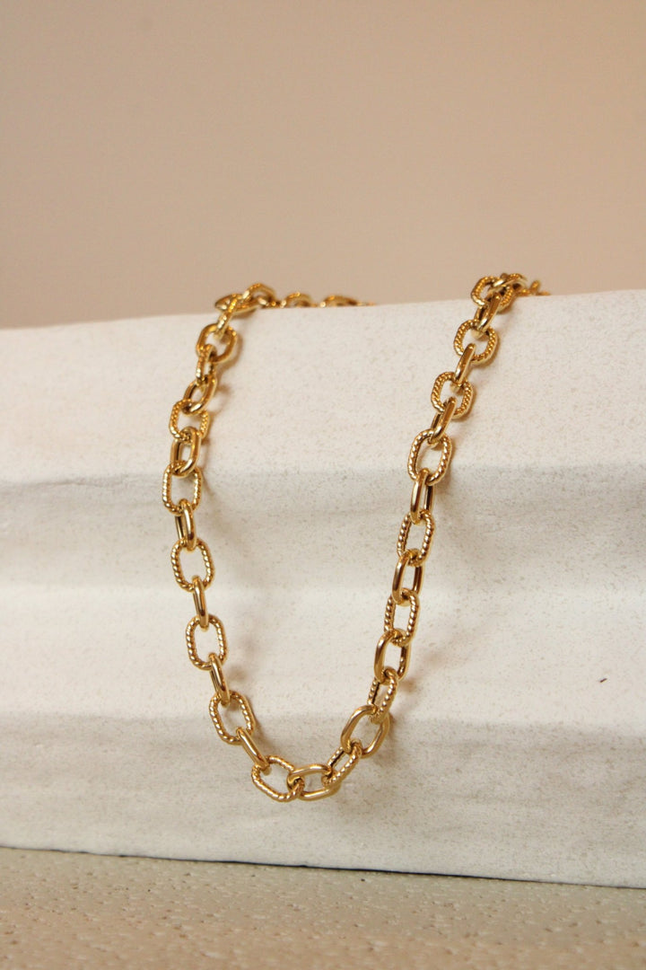 14K Gold Two - Textured Link Chain - Kingdom Jewelry