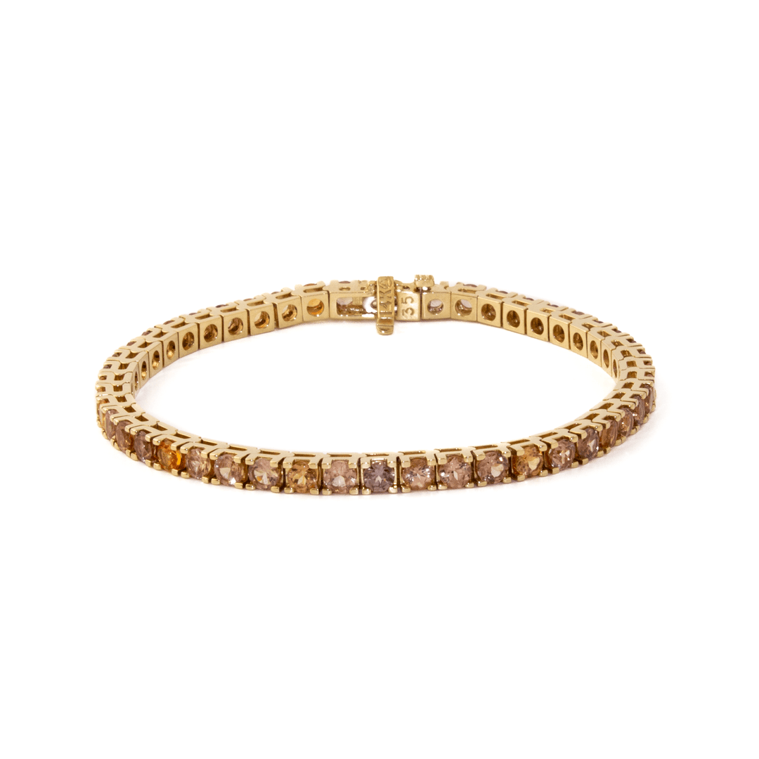14k Gold x 10.8ct Spectral Malaya Garnet Tennis Bracelet - Kingdom Jewelry