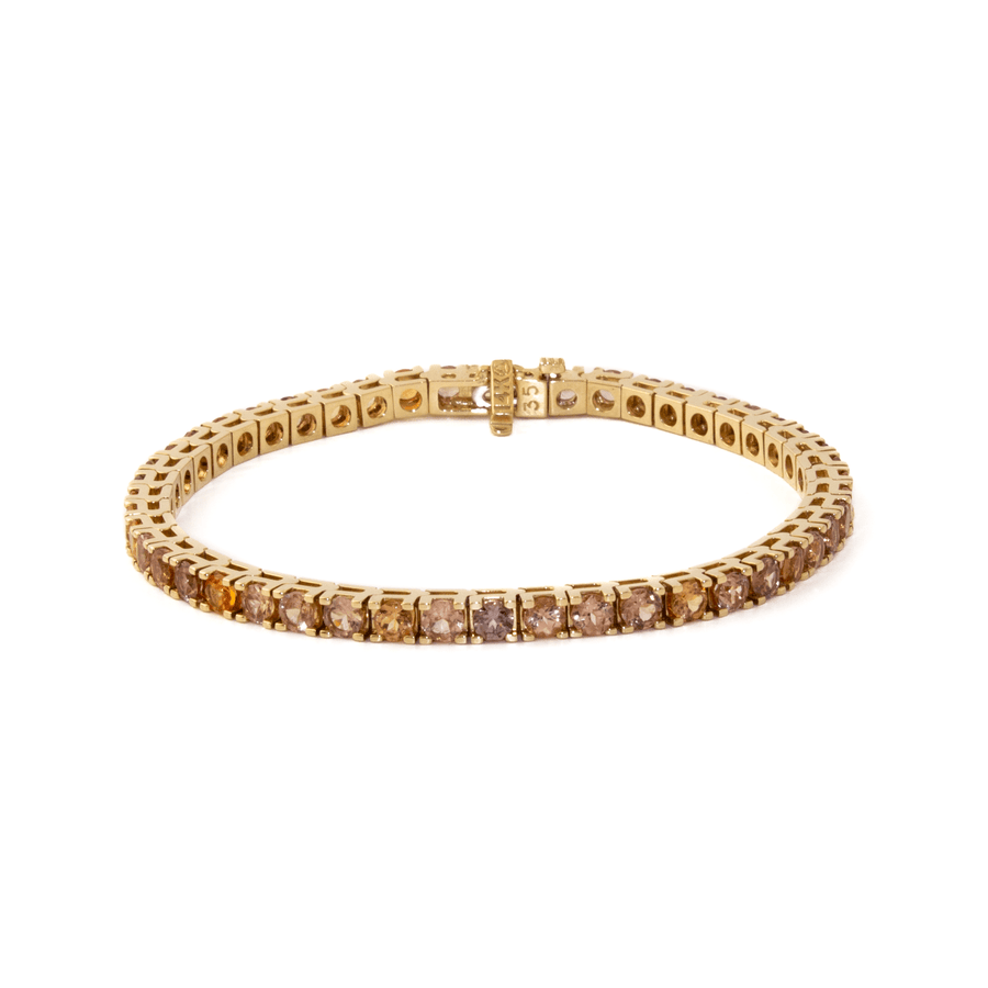 14k Gold x 10.8ct Spectral Malaya Garnet Tennis Bracelet - Kingdom Jewelry