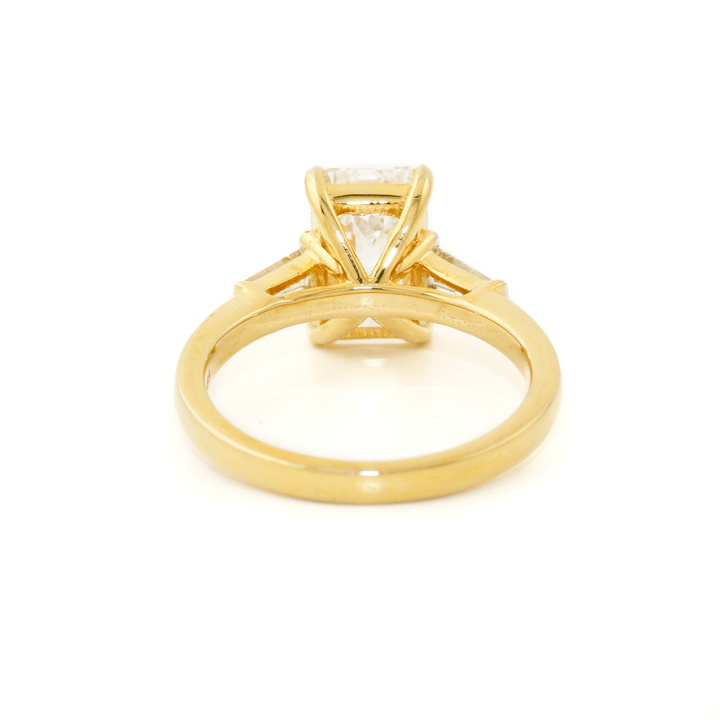 14k Gold x 10mm 3.02ct Emerald - Cut Lab Diamond Trilogy Engagement Band - Kingdom Jewelry