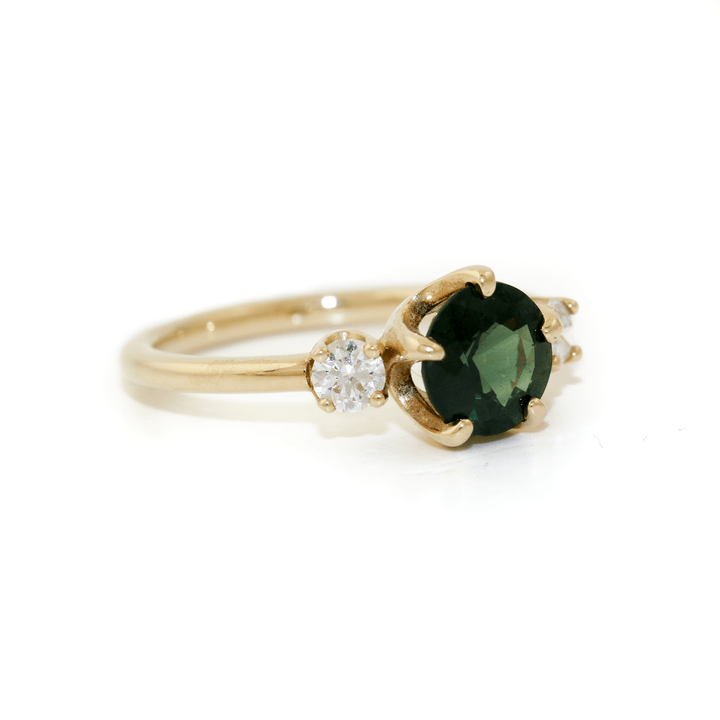 14k Gold x 1.35ct Round - Cut Montana Sapphire & .30ctw Diamond Engagement Ring - Kingdom Jewelry