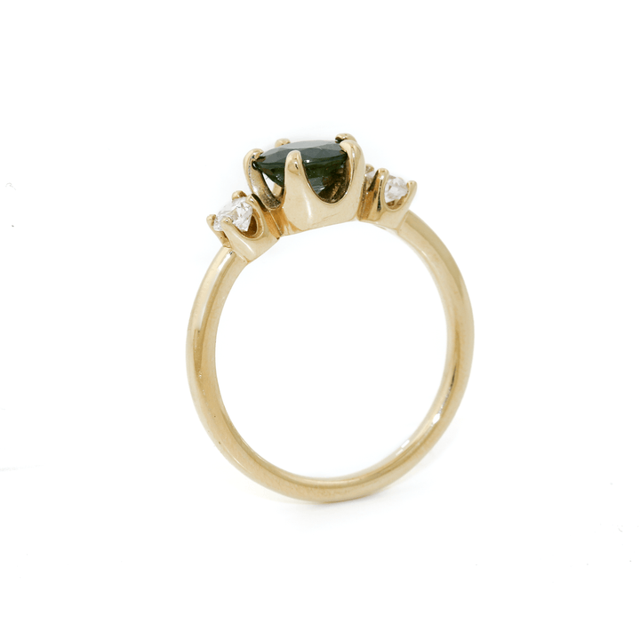 14k Gold x 1.35ct Round - Cut Montana Sapphire & .30ctw Diamond Engagement Ring - Kingdom Jewelry