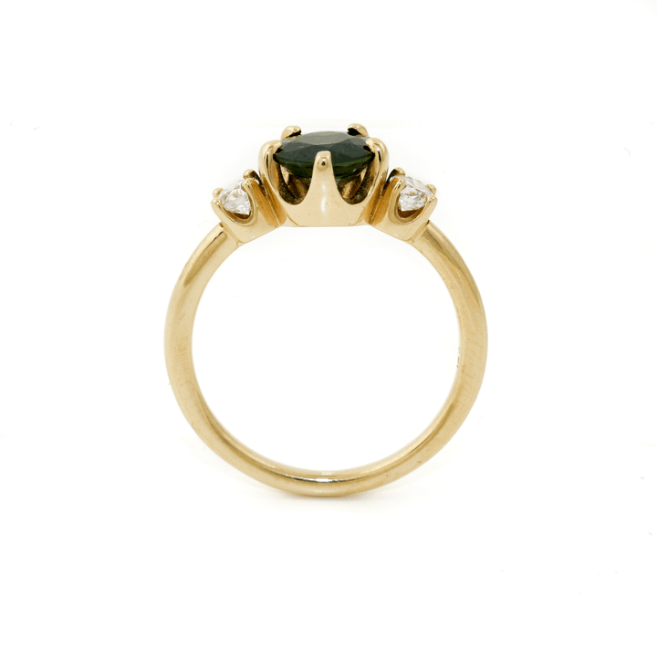 14k Gold x 1.35ct Round - Cut Montana Sapphire & .30ctw Diamond Engagement Ring - Kingdom Jewelry