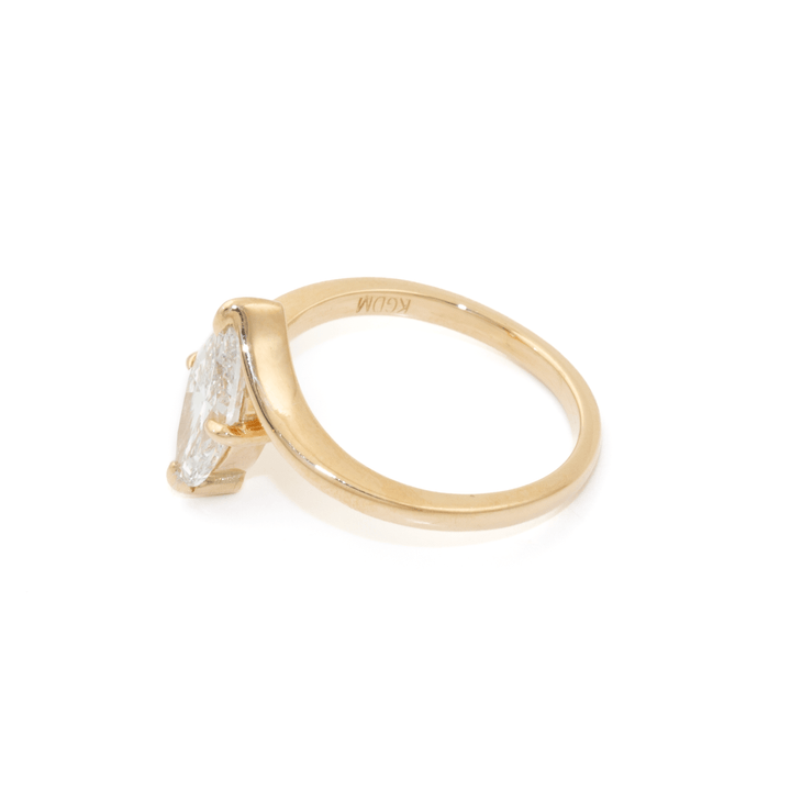 14k Gold x 1.50ct Marquise Lab Diamond Bypass Engagement Solitaire - Kingdom Jewelry