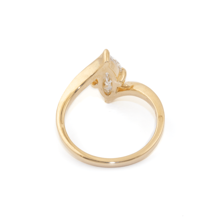 14k Gold x 1.50ct Marquise Lab Diamond Bypass Engagement Solitaire - Kingdom Jewelry