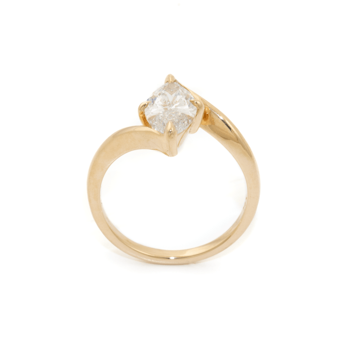 14k Gold x 1.50ct Marquise Lab Diamond Bypass Engagement Solitaire - Kingdom Jewelry