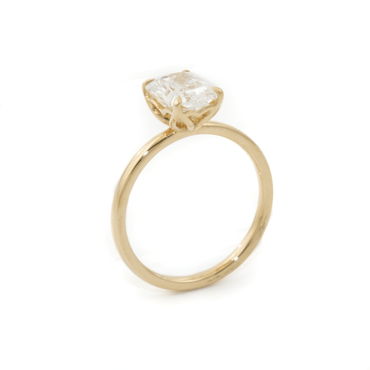 14k Gold x 1.68ct Radiant Lab Diamond VVS2 E Solitaire Engagement Set - Kingdom Jewelry