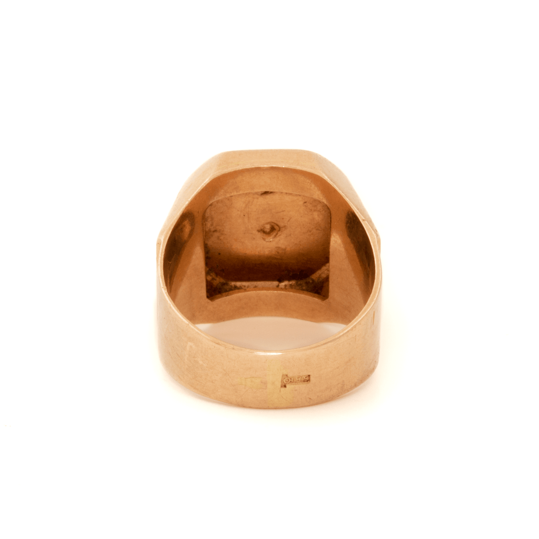 14k Gold x 1970's Russian Soviet Rose Men's Signet - Kingdom Jewelry