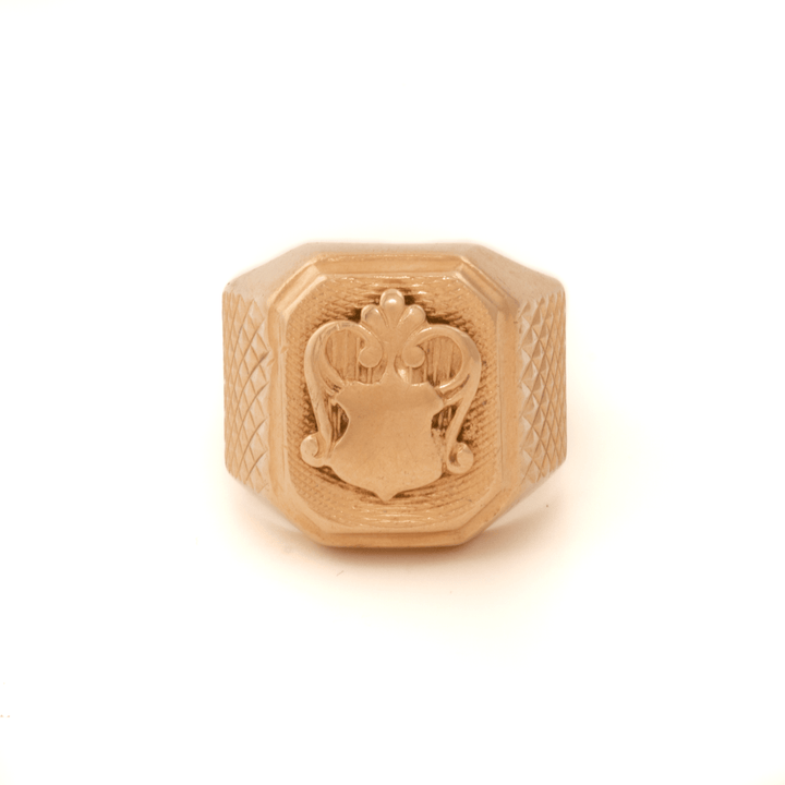 14k Gold x 1970's Russian Soviet Rose Men's Signet - Kingdom Jewelry