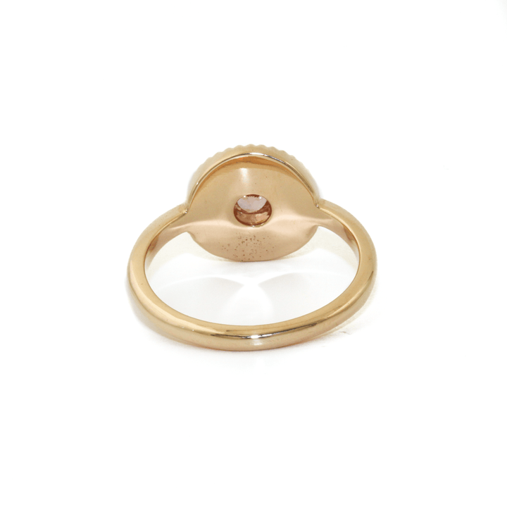 14k Gold x 1cm Round Pink Sapphire Deco Startburst Signet - Kingdom Jewelry