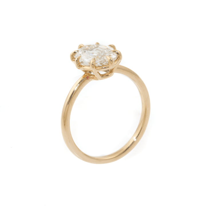 14k Gold x 2.15ct Antique Step - Cut Oval Lab Diamond Engagement Solitaire - Kingdom Jewelry