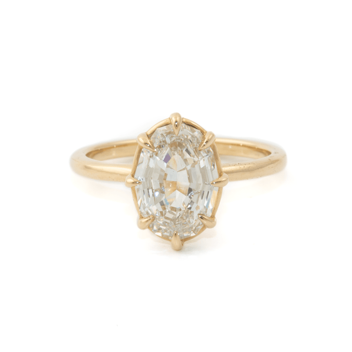 14k Gold x 2.15ct Antique Step - Cut Oval Lab Diamond Engagement Solitaire - Kingdom Jewelry