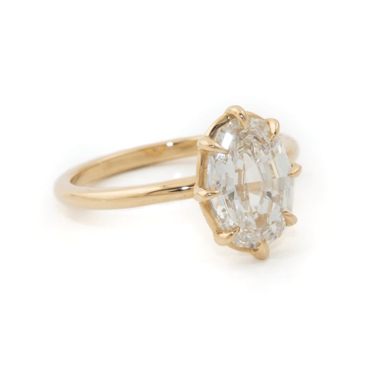 14k Gold x 2.15ct Antique Step - Cut Oval Lab Diamond Engagement Solitaire - Kingdom Jewelry