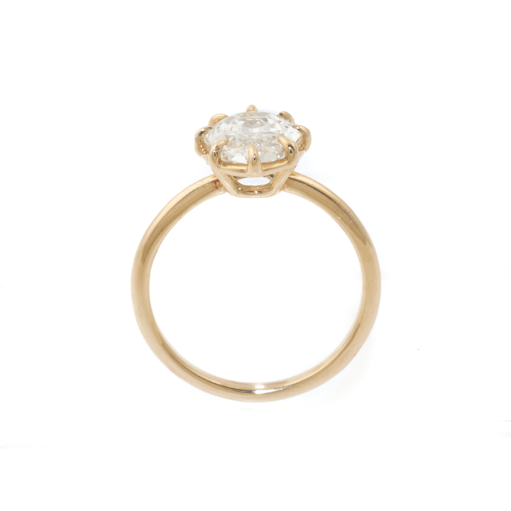 14k Gold x 2.15ct Antique Step - Cut Oval Lab Diamond Engagement Solitaire - Kingdom Jewelry