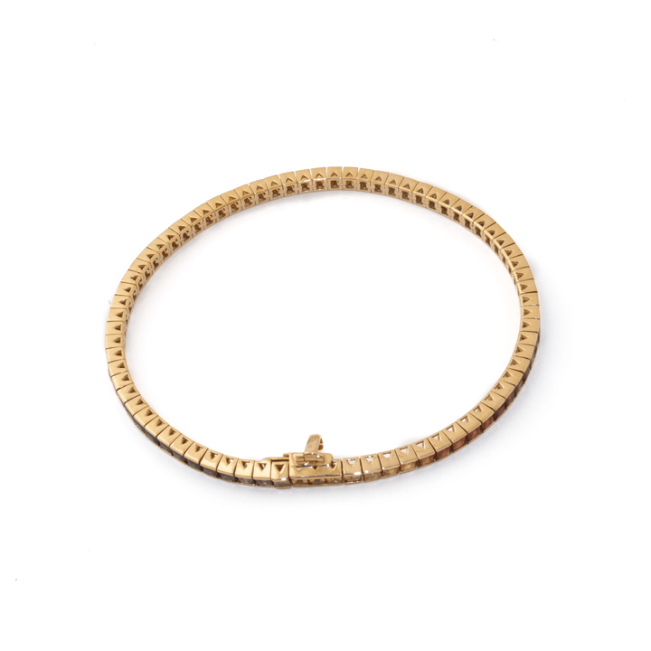 14k Gold x 2.5m Channel-Set Sapphire Rainbow Gradient Tennis Bracelet - Kingdom Jewelry