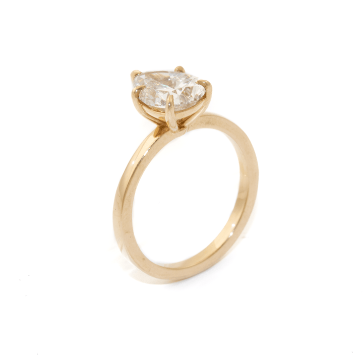 14k Gold x 2ct VS2 G Pear - Cut Lab Diamond Pear Ring - Kingdom Jewelry
