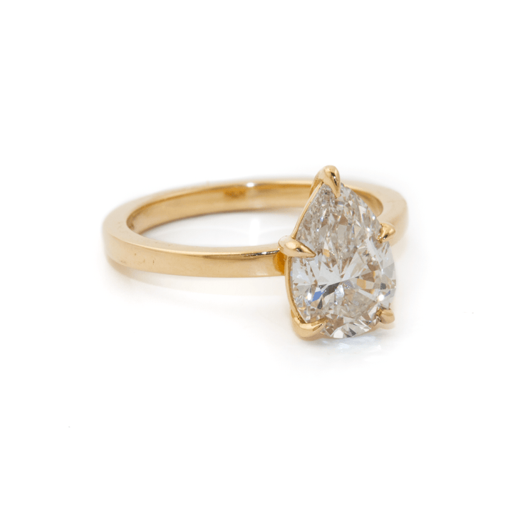 14k Gold x 2ct VS2 G Pear - Cut Lab Diamond Pear Ring - Kingdom Jewelry