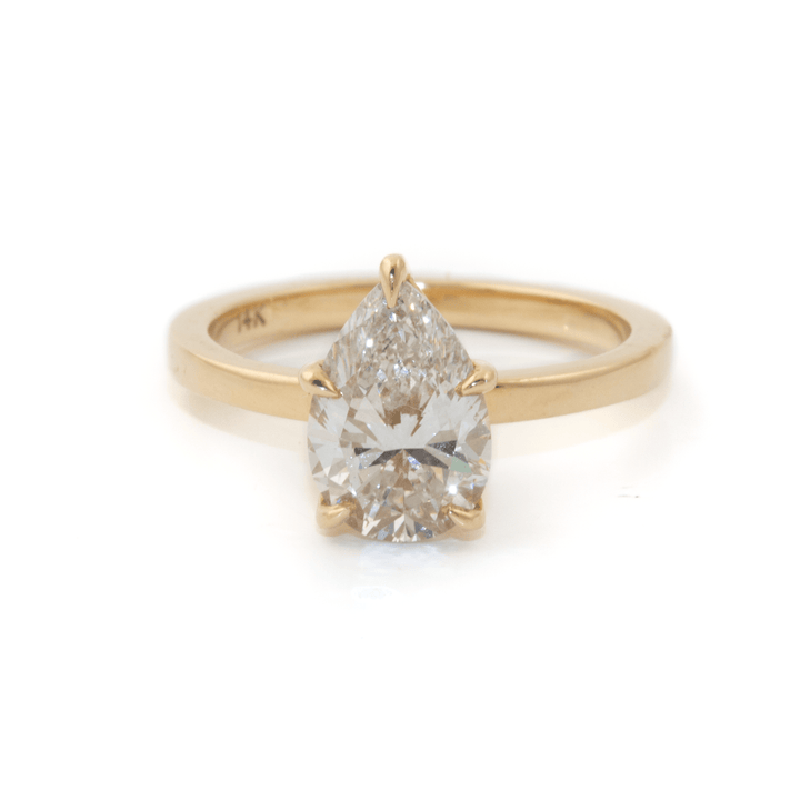 14k Gold x 2ct VS2 G Pear - Cut Lab Diamond Pear Ring - Kingdom Jewelry