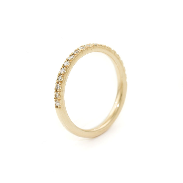 14k Gold x 2mm Scalloped Pave Lab Diamond Half - Eternity Band - Kingdom Jewelry