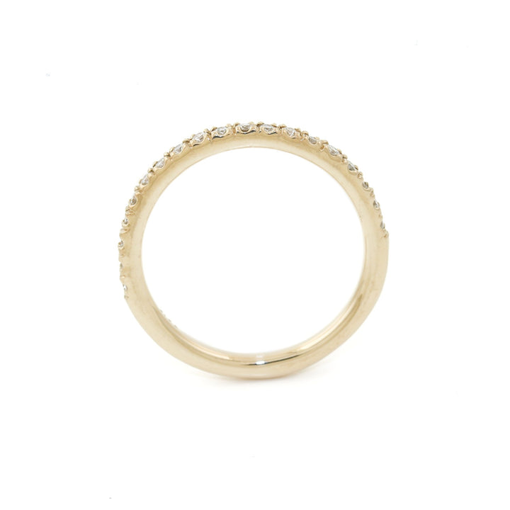 14k Gold x 2mm Scalloped Pave Lab Diamond Half - Eternity Band - Kingdom Jewelry