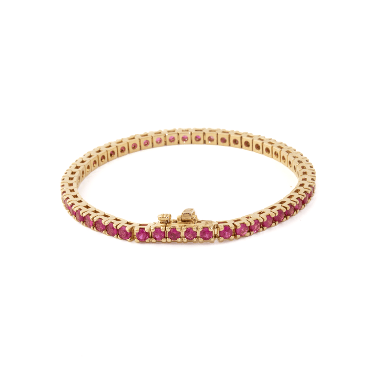 14k Gold x 3mm 6.5ct Fuchsia Sapphire Tennis Bracelet - Kingdom Jewelry