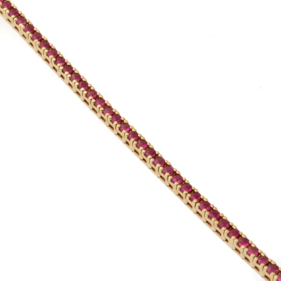 14k Gold x 3mm 6.5ct Fuchsia Sapphire Tennis Bracelet - Kingdom Jewelry