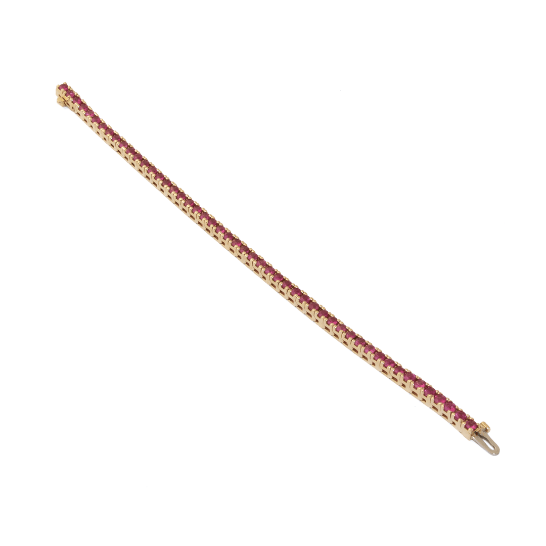 14k Gold x 3mm 6.5ct Fuchsia Sapphire Tennis Bracelet - Kingdom Jewelry