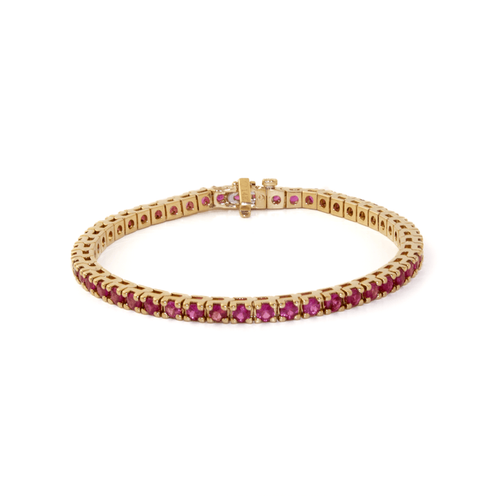 14k Gold x 3mm 6.5ct Fuchsia Sapphire Tennis Bracelet - Kingdom Jewelry