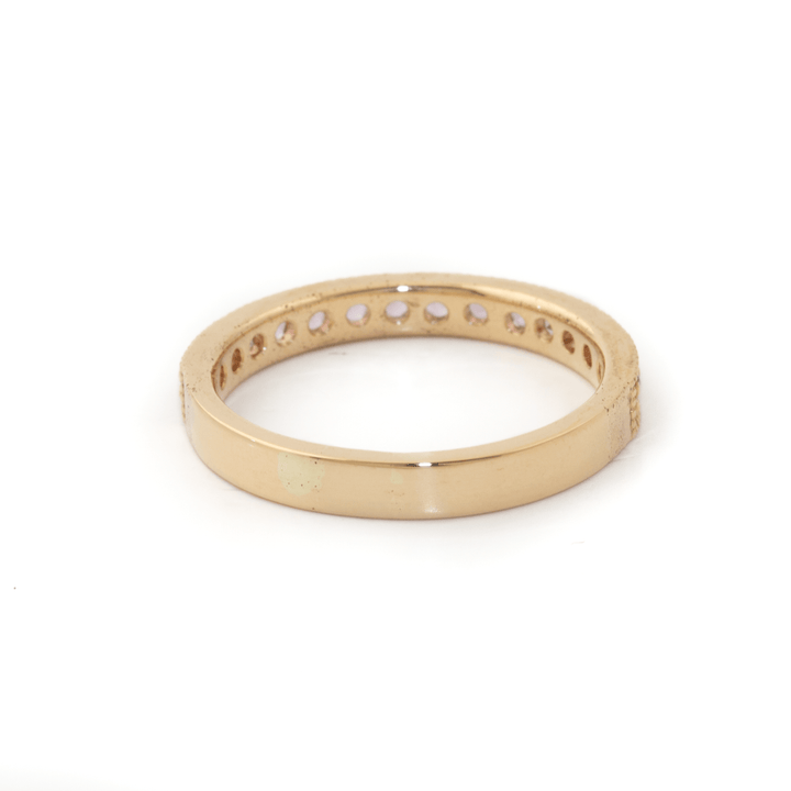 14k Gold x 3mm Pavé Lilac Sapphire Milgrain Half - Eternity Band - Kingdom Jewelry