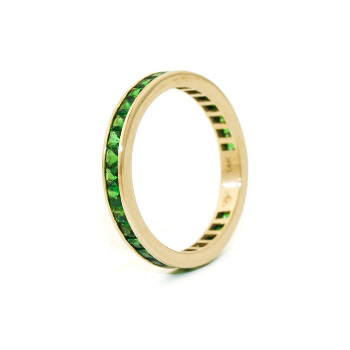 14k Gold x 3mm Tsavorite Channel - Set Eternity Band - Kingdom Jewelry