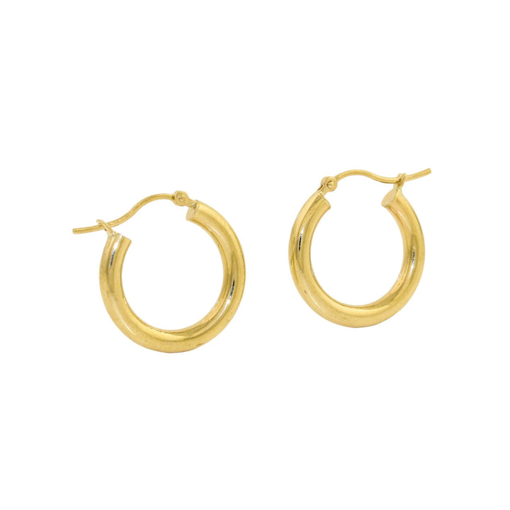 14k Gold x 3mm Tube Hoops - Kingdom Jewelry