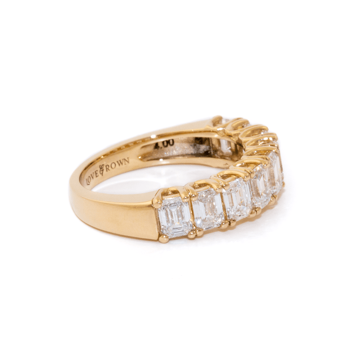14k Gold x 4.00ctw Emerald - Cut Lab Diamond Half - Eternity Band - Kingdom Jewelry