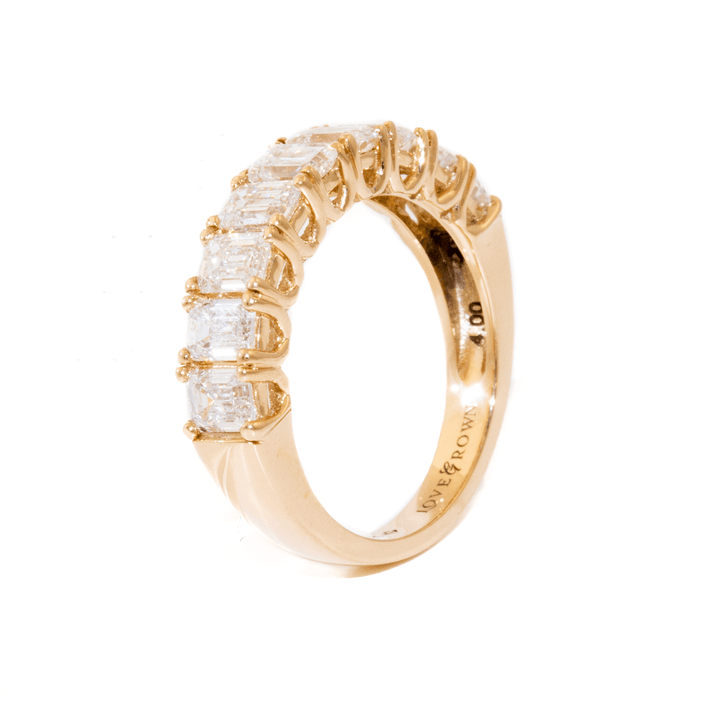 14k Gold x 4.00ctw Emerald - Cut Lab Diamond Half - Eternity Band - Kingdom Jewelry