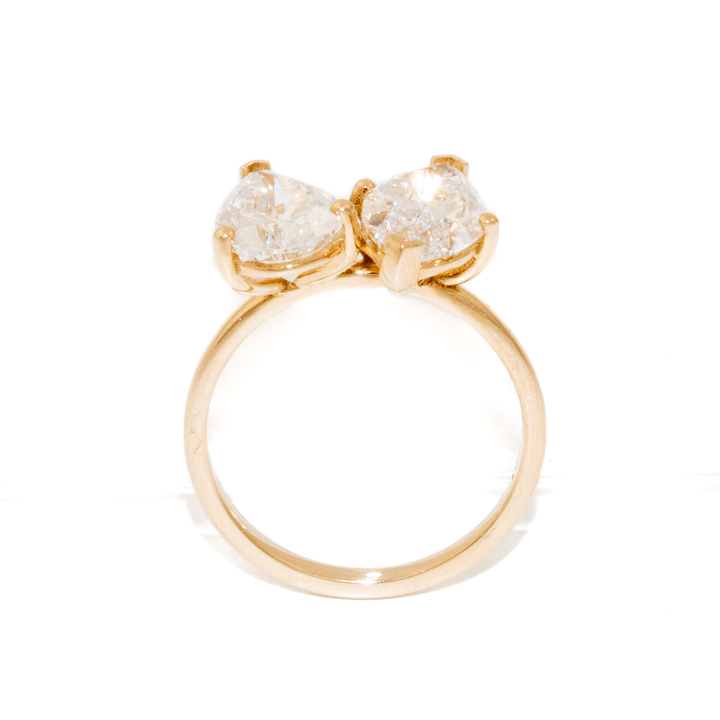 14k Gold x 4.04ctw Lab Diamond Pear & Marquise "Toi et Moi" Ring - Kingdom Jewelry