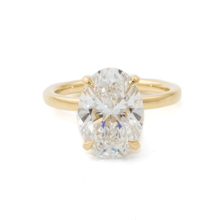 14k Gold x 4.10 ct VVS2 E Oval & 0.29ctw RBC VS+ F+ Lab Diamond Solitaire Engagement Set - Kingdom Jewelry
