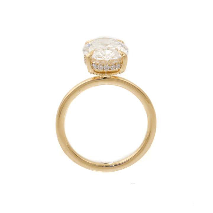 14k Gold x 4.10 ct VVS2 E Oval & 0.29ctw RBC VS+ F+ Lab Diamond Solitaire Engagement Set - Kingdom Jewelry