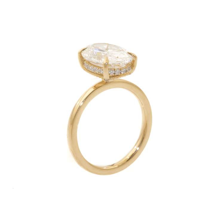 14k Gold x 4.10 ct VVS2 E Oval & 0.29ctw RBC VS+ F+ Lab Diamond Solitaire Engagement Set - Kingdom Jewelry