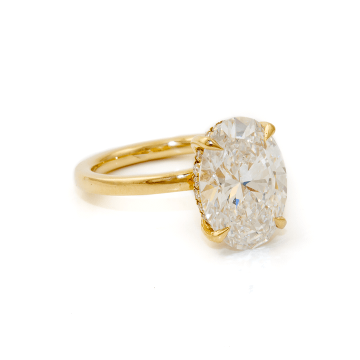 14k Gold x 4.10 ct VVS2 E Oval & 0.29ctw RBC VS+ F+ Lab Diamond Solitaire Engagement Set - Kingdom Jewelry