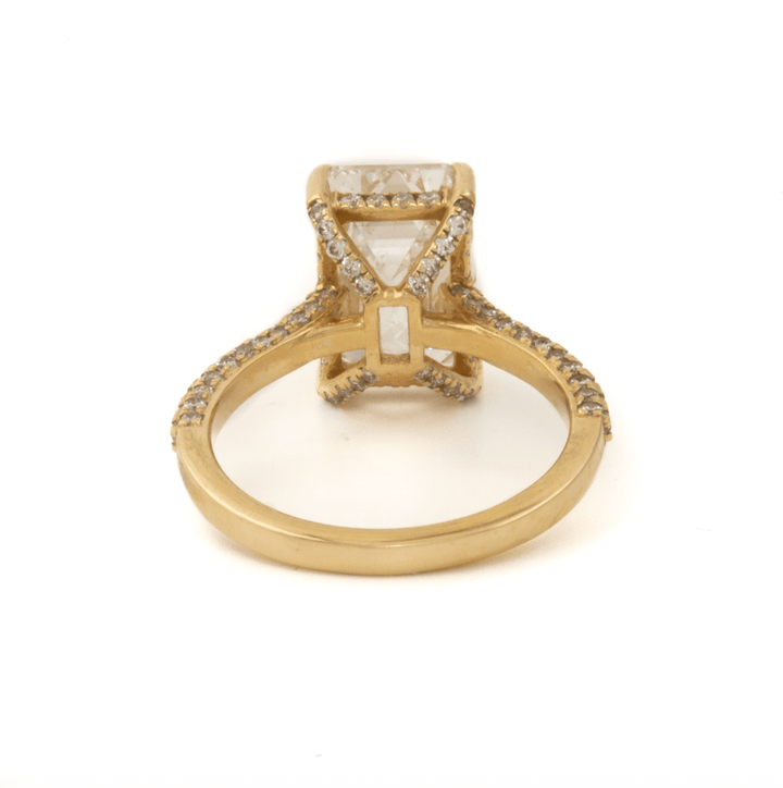 14k Gold x 4.5ct E VS1 Emerald-Cut Lab Diamond Cathedral Solitaire Engagement Ring - Kingdom Jewelry