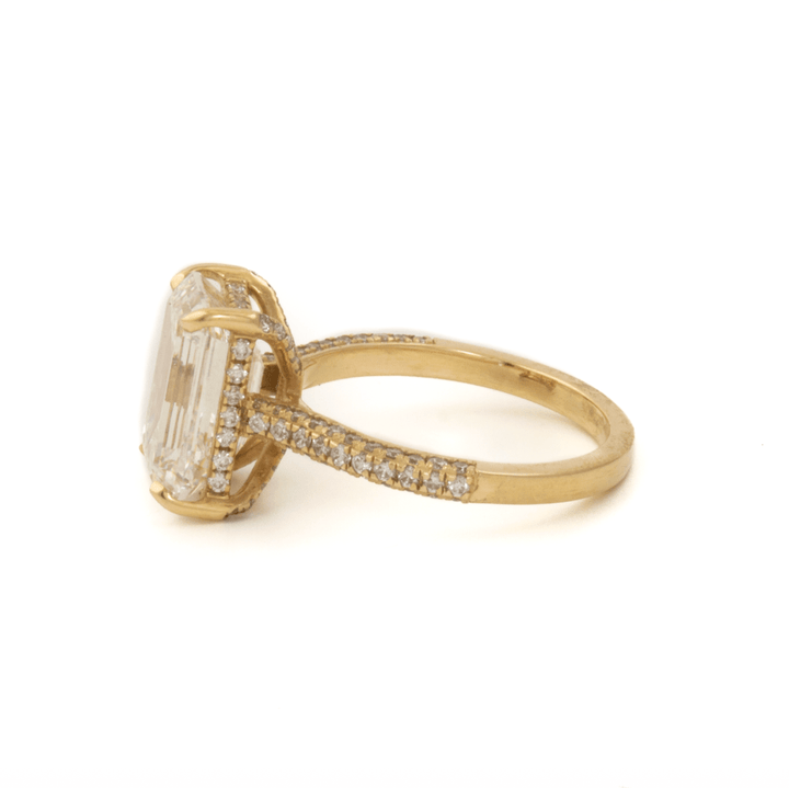 14k Gold x 4.5ct E VS1 Emerald-Cut Lab Diamond Cathedral Solitaire Engagement Ring - Kingdom Jewelry