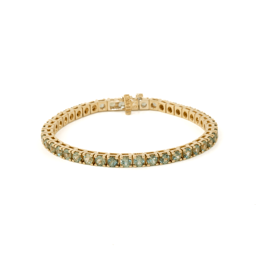14k Gold x 4mm 8ct Mint Sapphire Tennis Bracelet - Kingdom Jewelry